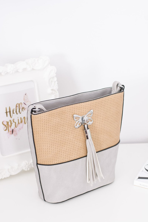 Damska Szara Listonoszka Torebka z Frędzlem