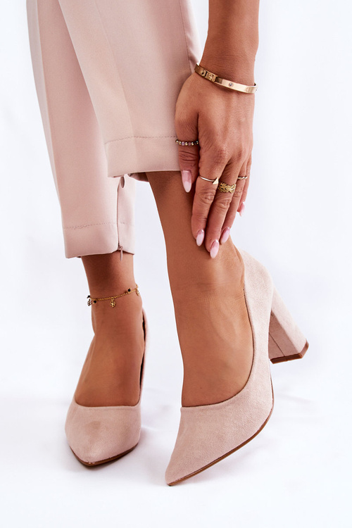 Classic Suede Pumps On A Heel Beige Kendra