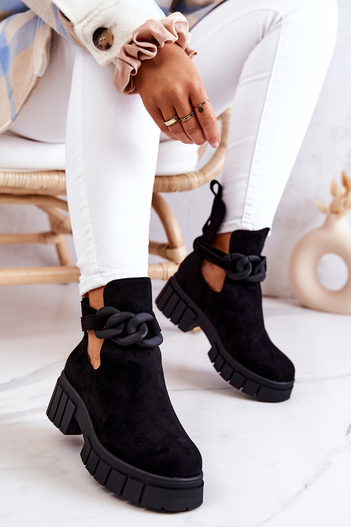 Suede Booties With A Cut Black Kirsten