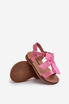 Pink Joratia Children's Patent Sandals with Bow on Velcro