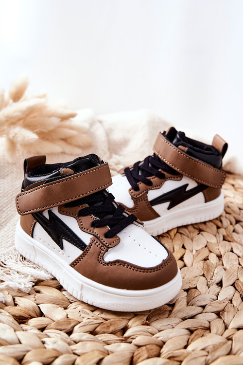 Children's Insulated High Sneakers White and Brown Bartnie