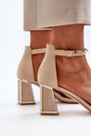 Beige Suede Sandals with Block Heel Pholia