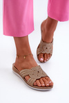 Comfortable women's flip-flops with zircons Inblu BV000037 beige