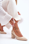 Classic Suede Pumps On Heel With Ornament Light Beige Derren
