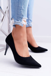 Women's Suede Pointed Stilettos Black Cream