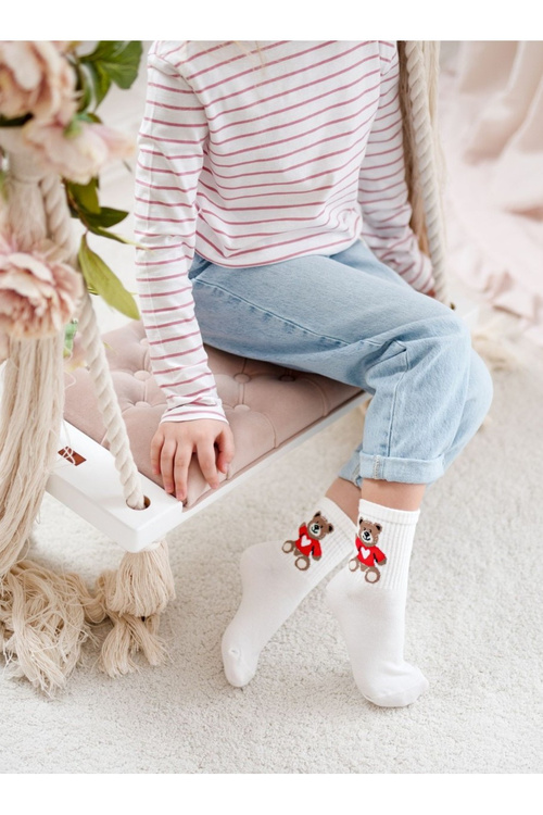 Children's Youth Socks Bear Ecru