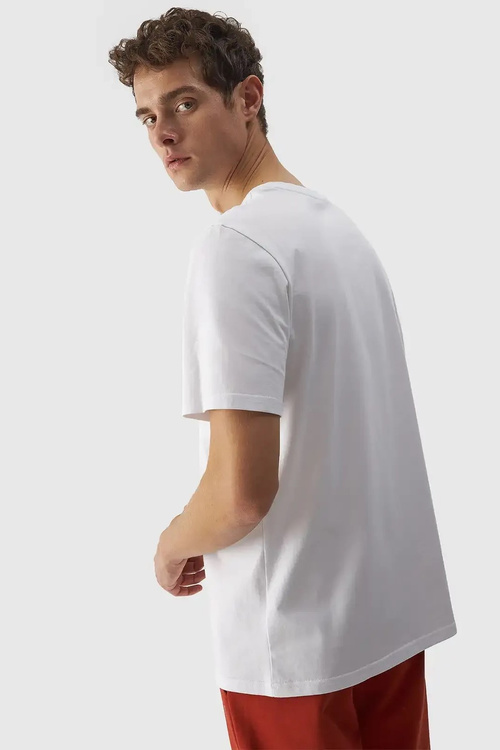 Koszulka Męska Gładka Z Logo 4F 4FWMM00TTSHM1843-10S Biała