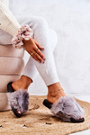 Slippers With Fur Rubber Grey Pollie