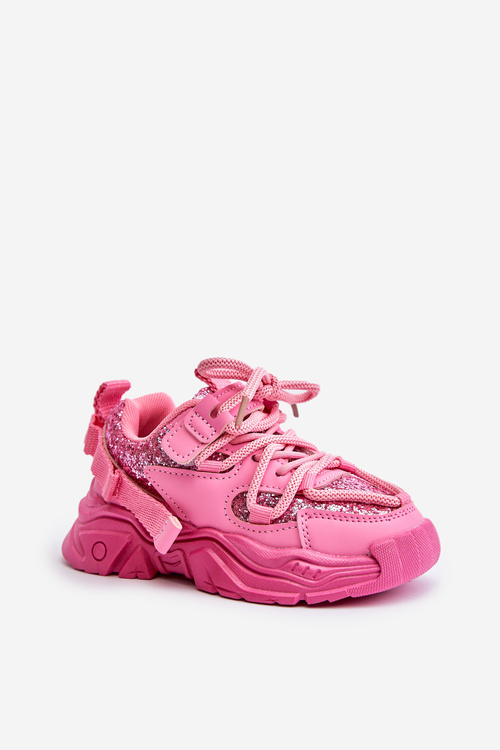 Dziecięce Błyszczące Sneakersy Z Cekinami Różowe Liatoma 