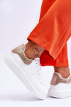 Women's Sport Shoes With Decorative Pattern White-gold Delight