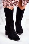 Women’s Boots On High Heel Nubuck Leather Light Black Nicole 2580