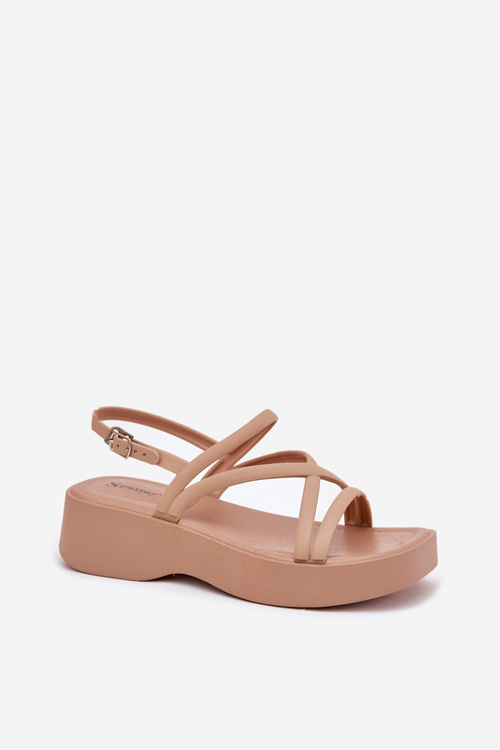 Women's Platform Sandals With Straps Beige Civara