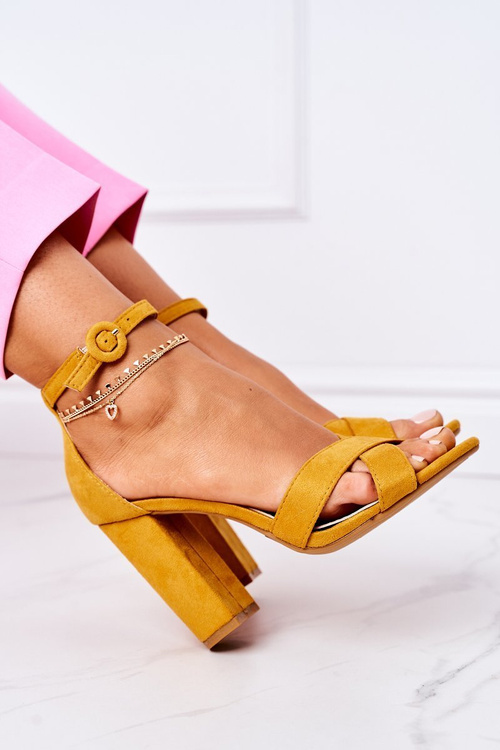 Suede Stiletto Sandals Yellow Destino