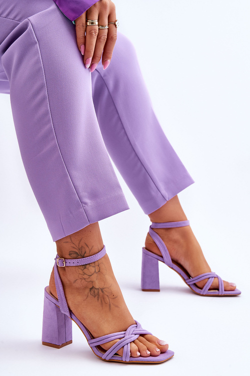 Classic Suede Heel Sandals Violet Bernett
