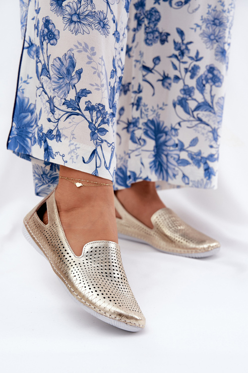 Perforated Ballerinas Made Of Natural Leather Artiker 56C2694 Gold