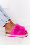 Platform Slippers With Fur And Cubic Zirconia Fuchsia Wow!
