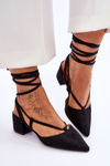 Tied Low Heel Pumps Pointed To Black Carlotte