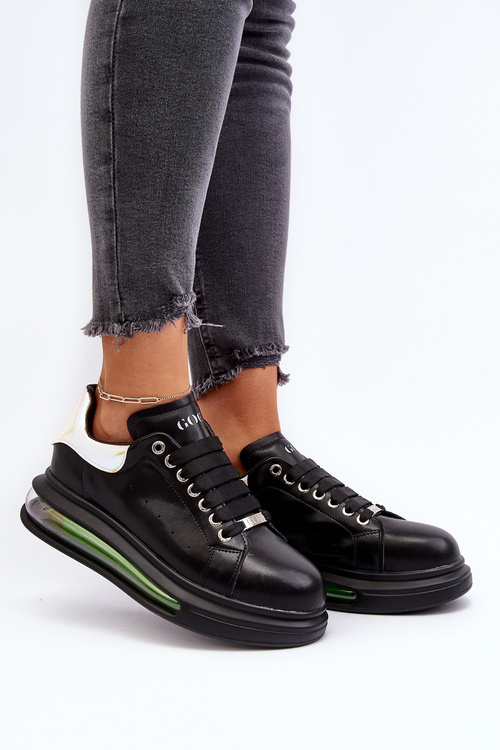 Sneakersy Damskie Skóra Naturalna Czarne GOE NN2N4030
