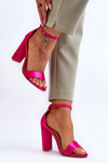 Satin High Heel Sandals Fuchsia Linsy