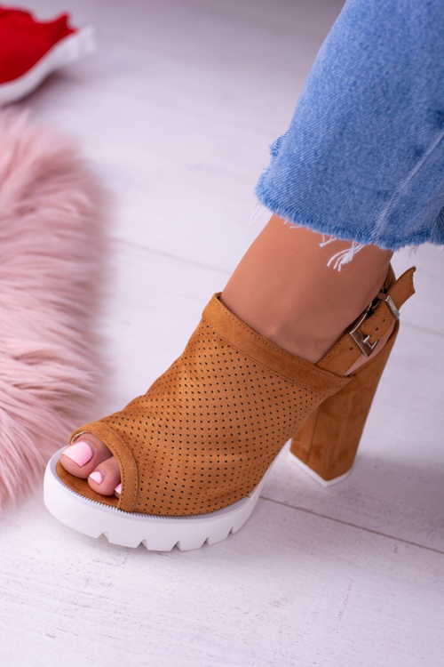 Lu Boo Brown Suede Stiletto Sandals Emare