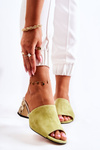 Women's Suede Slippers On Heel Green Perry