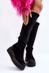 Suede Before The Knee Platform Boots Black Spectrum