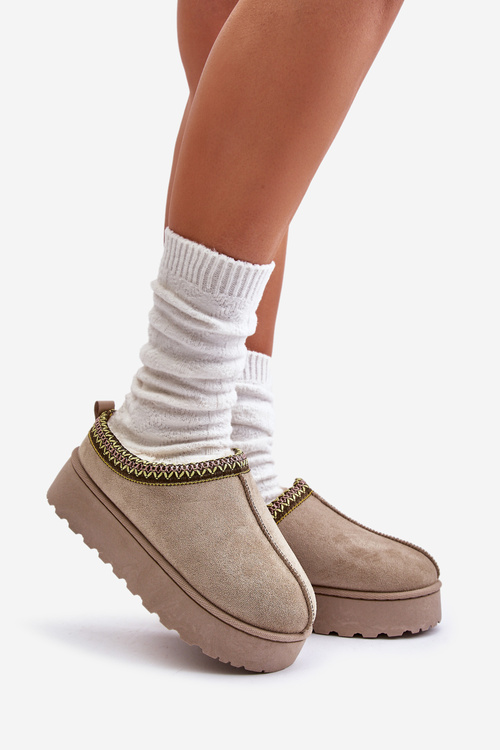 Women's Platform Winter Boots Insulated With Fur Green Straps