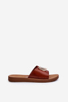 Women's Flat Sole Sandals with Decoration Brown Amoonia
