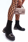 Leather Classic Ankle Boots On Flat Heel Black Shendete