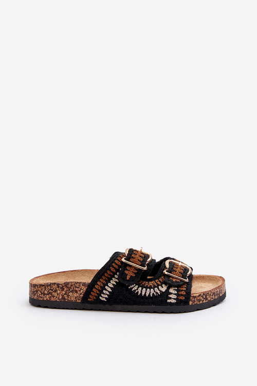Women's Sandals with Cork Sole Black Fannea
