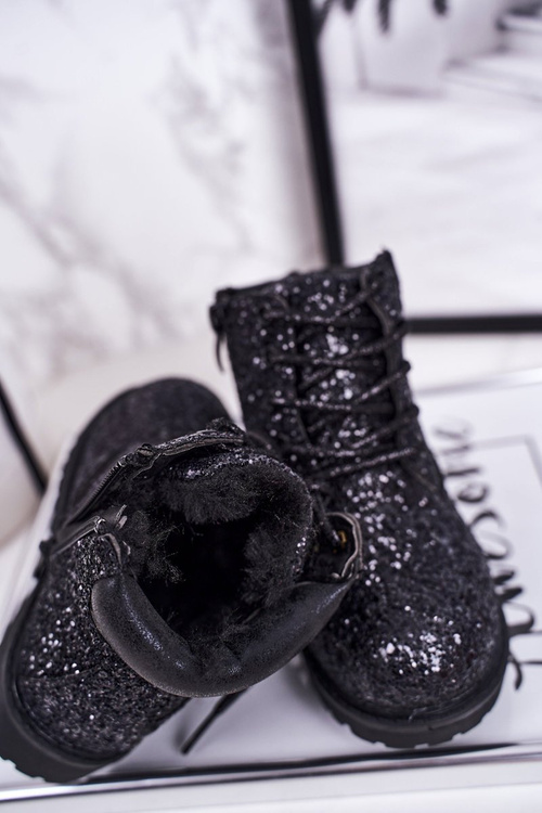 Children's Insulated Glitter Boots Black Mermaid