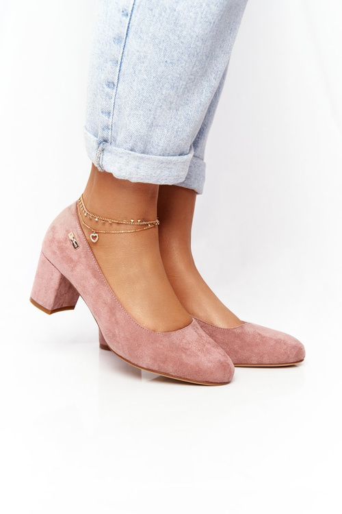 Suede Pumps On A Block Heel Sergio Leone PB178 Pink