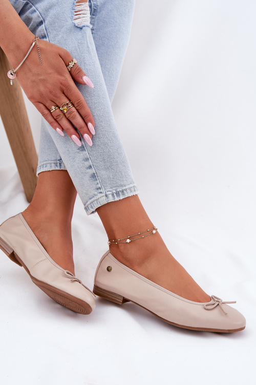 Leather Ballet Flats Women Maciejka P6800-04 Beige