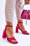 Classic Suede Heel Sandals Fuchsia Bernett