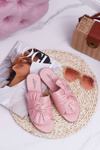 Shiny Tiered Flip Flops Pink Emilia