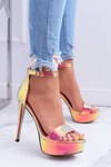 Women's Stiletto Platform Pumps Petrol Gold ShakeIt