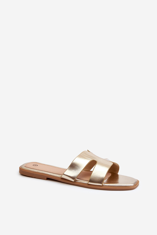 Women's Flat Sandals with Cutouts Gold Fiviama
