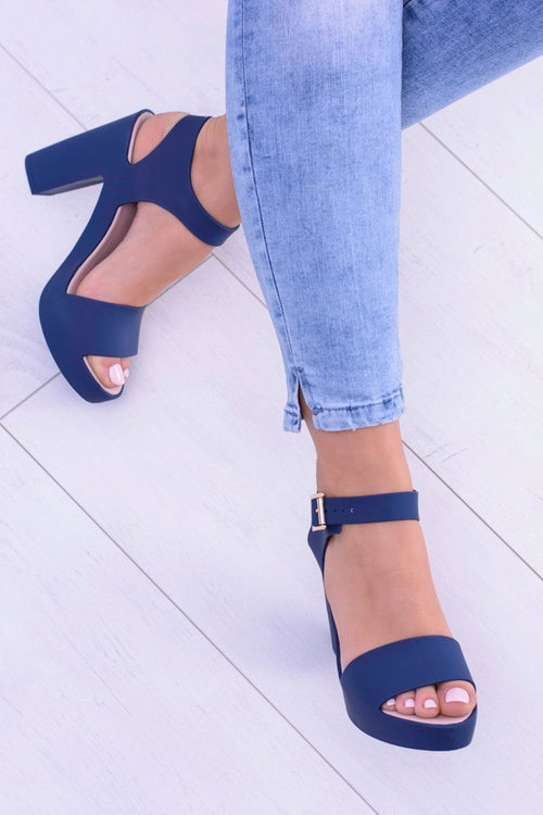 Women's Navy Blue Rubber Stiletto Sandals Meliski Viene