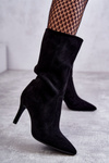 Suede High Heel Boots Black Arison