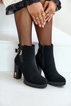 Women's Boots With Golden Buckle On Heels Insulated Black Erilanes