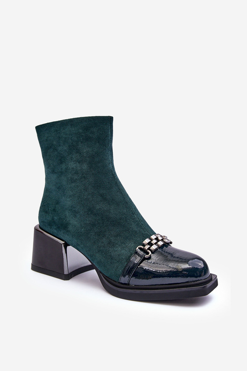 Botki Zamsz Masywny Klocek S.Barski MR870-70 Zielone