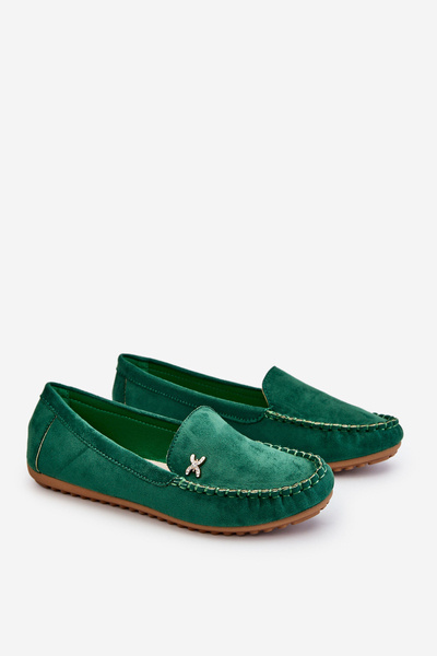 Women's Suede Loafers With Embellishments Green Leah