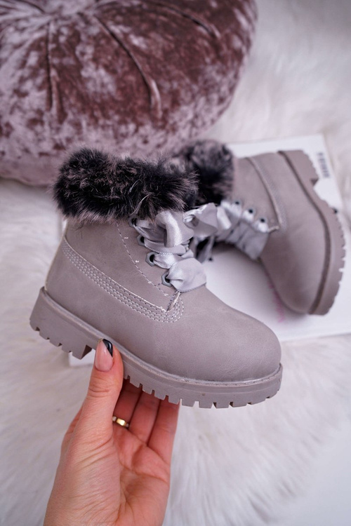 Children's Boots Trapper Boots Warmed With Fur Grey Tesoro