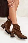 Leather Suede Women's Boots on Heel Vinceza 66811 Brown
