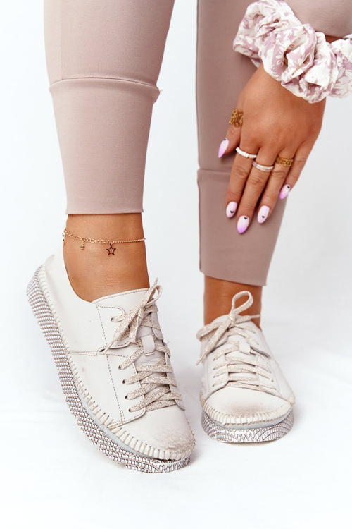 Damskie Skórzane Półbuty Maciejka 05054-25 Złote