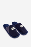 Men's slippers with embroidery dark blue Presine
