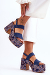 Leather Heels Sandals Maciejka 06089-17 Navy blue