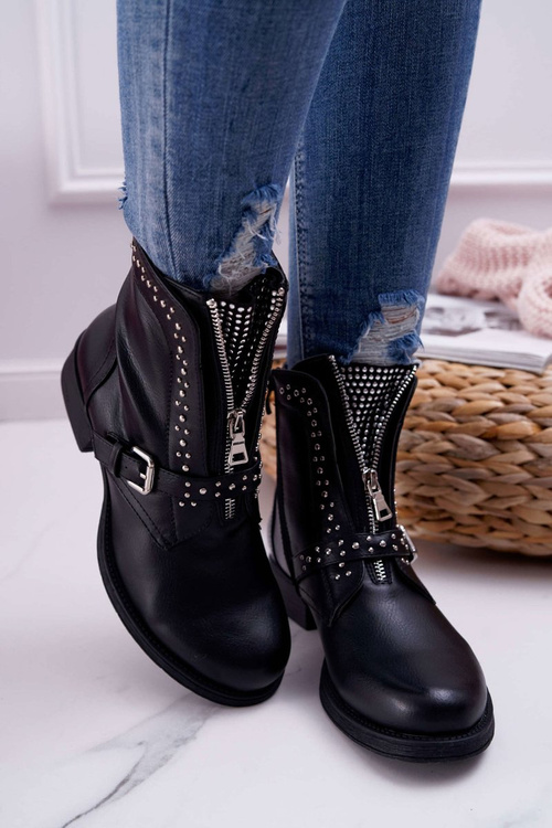 Women's Boots Decorative Zipper Black Hard Way