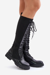 Kozaki Z Elastyczną Cholewką Sznurowane Czarne Vamilena