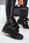 Women's Boots Rivets Spikes Black Magnet